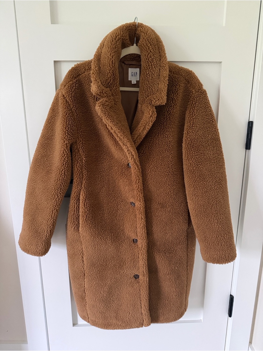 Women's GAP Teddy Coat Long - Camel - Size Small Never worn - Picture 2 of 6